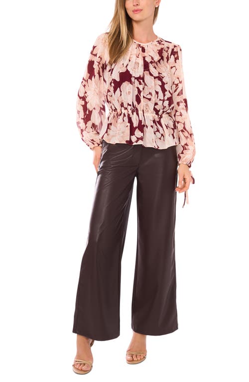Parker Cierra Peplum Top In Burgundy