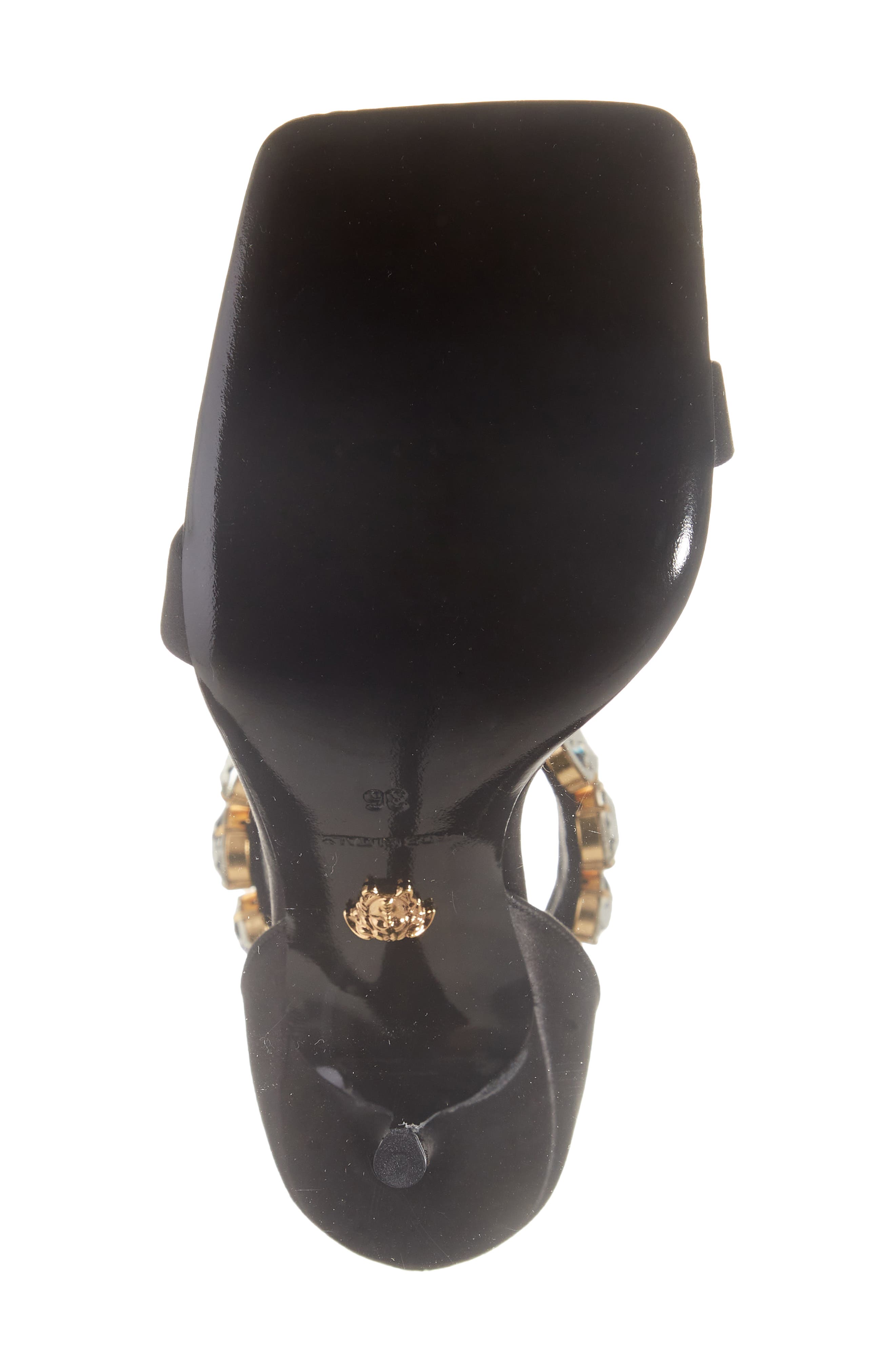 Versace Crystal Embellished Ankle Strap Sandal, Alternate, color, 