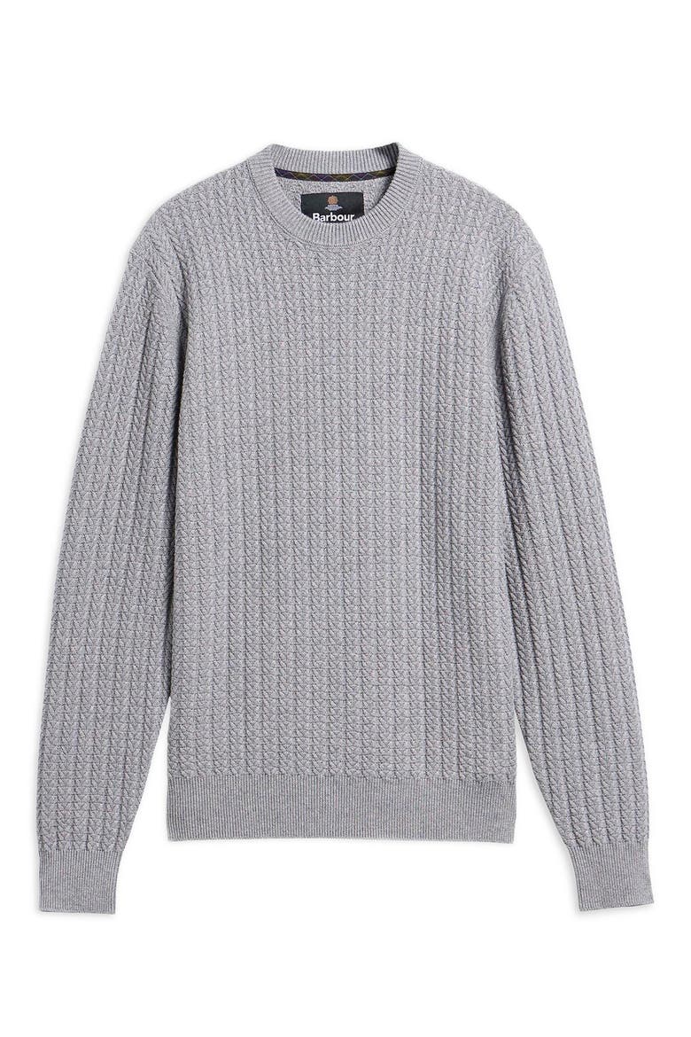 Herringbone Knit Crewneck Sweater, Alternate, color, GREY