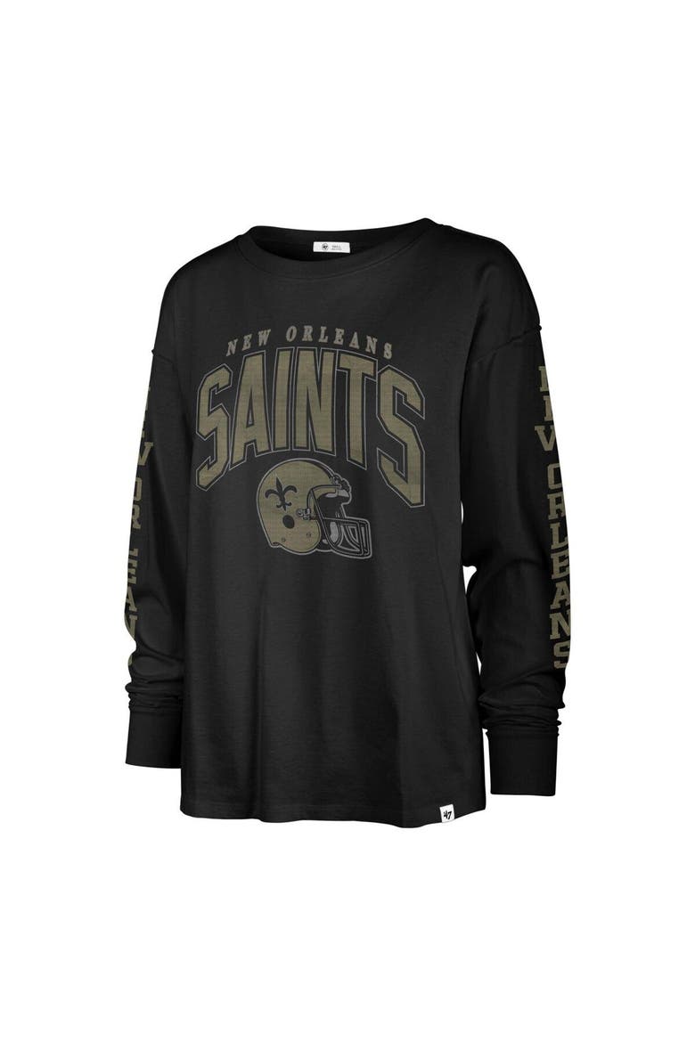 Women's '47 Black New Orleans Saints Tom Cat Lightweight Long Sleeve T-Shirt, Alternate, color, Black