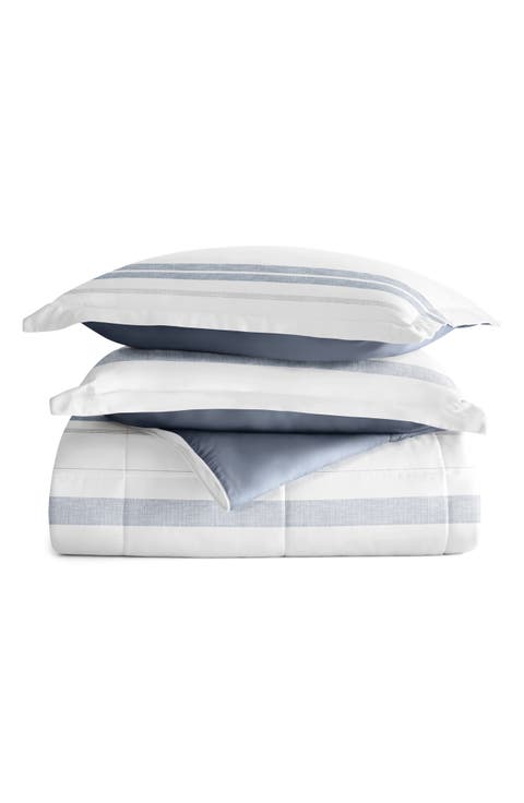 Stitched Stripe Reversible 3-Piece Comforter Set