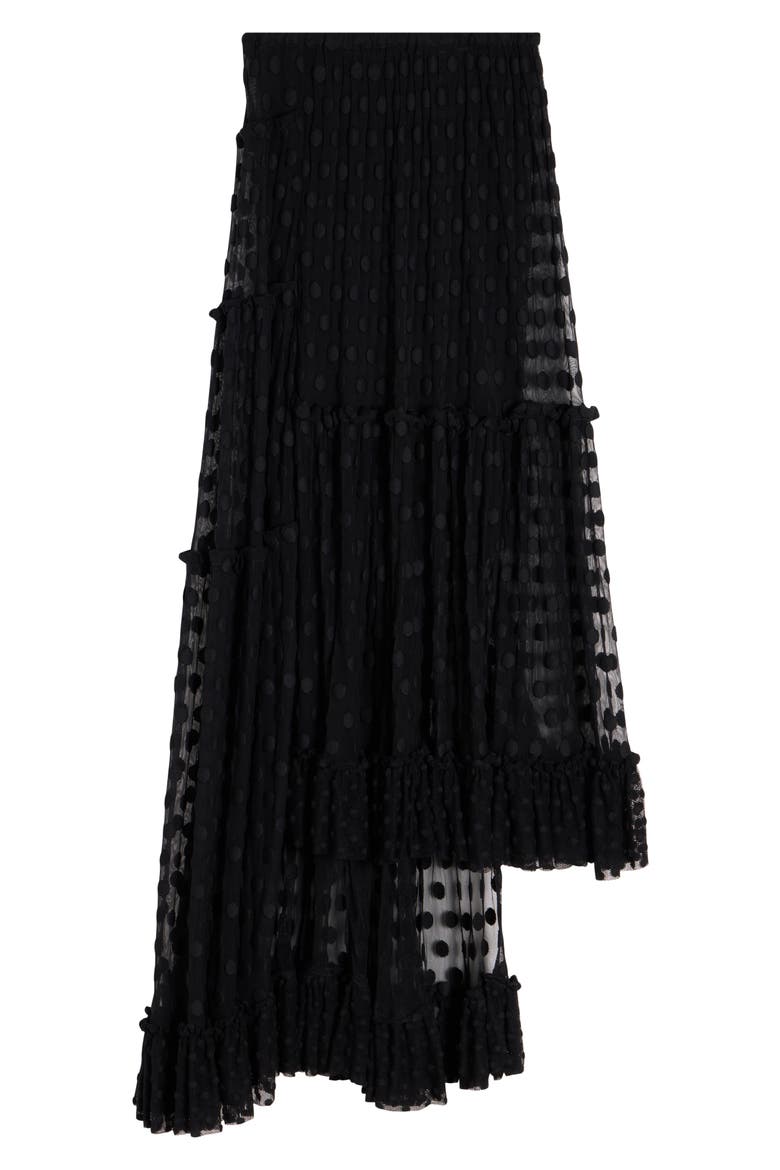 Sunia Washed Silk Mousseline Asymmetric Maxi Skirt, Alternate, color, BLACK