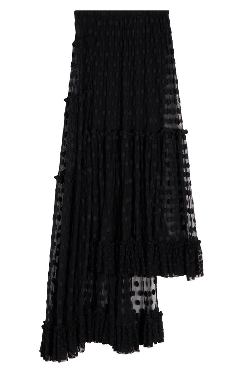 Dries Van Noten Sunia Washed Silk Mousseline Asymmetric Maxi Skirt, Alternate, color, Black