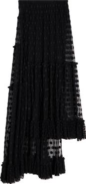Dries Van Noten Sunia Washed Silk Mousseline Asymmetric Maxi Skirt