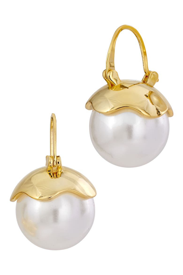 14.5-15mm Cultured Pearl Drop Earrings, Main, color, YELLOW