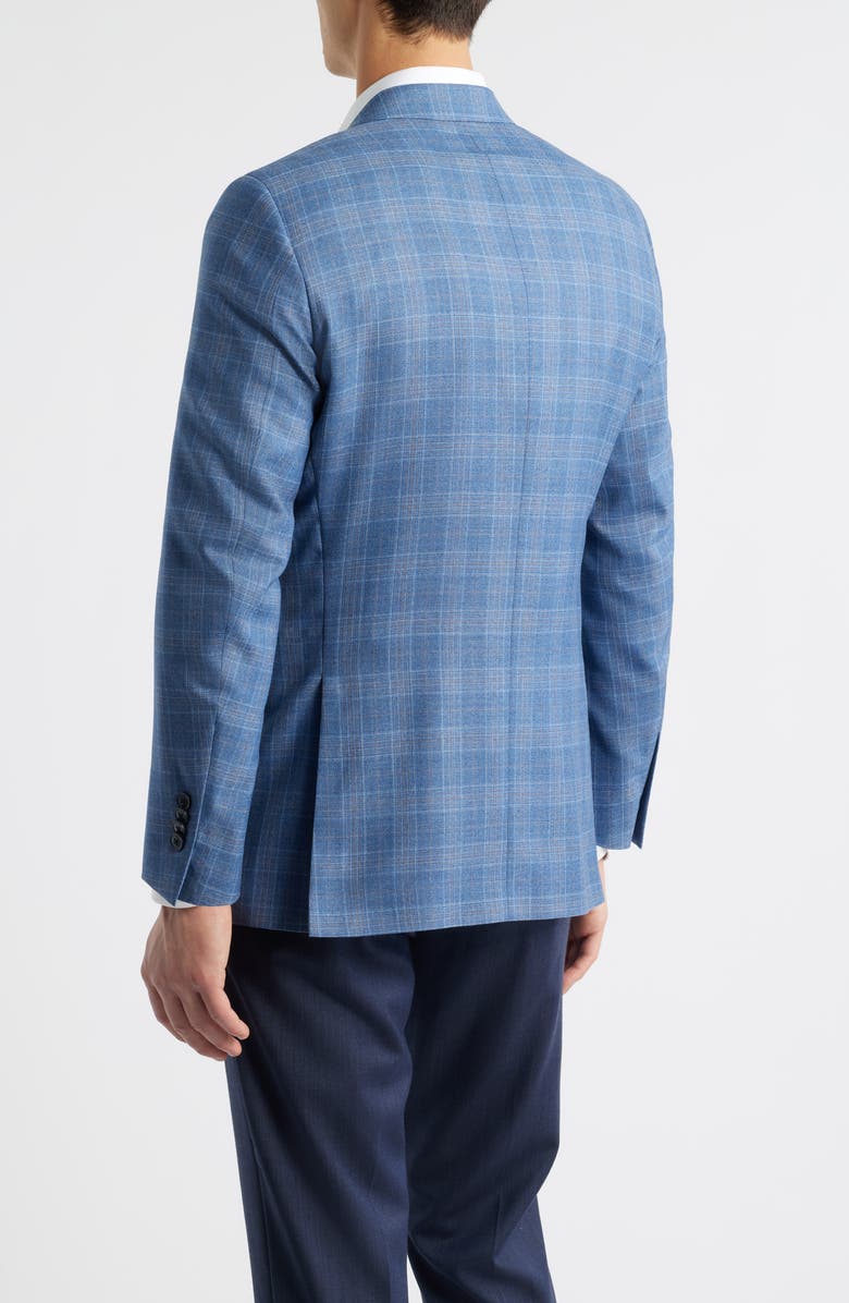 Peter Millar Flynn Classic Fit Light Blue Plaid Wool Sport Coat, Alternate, color, Blue
