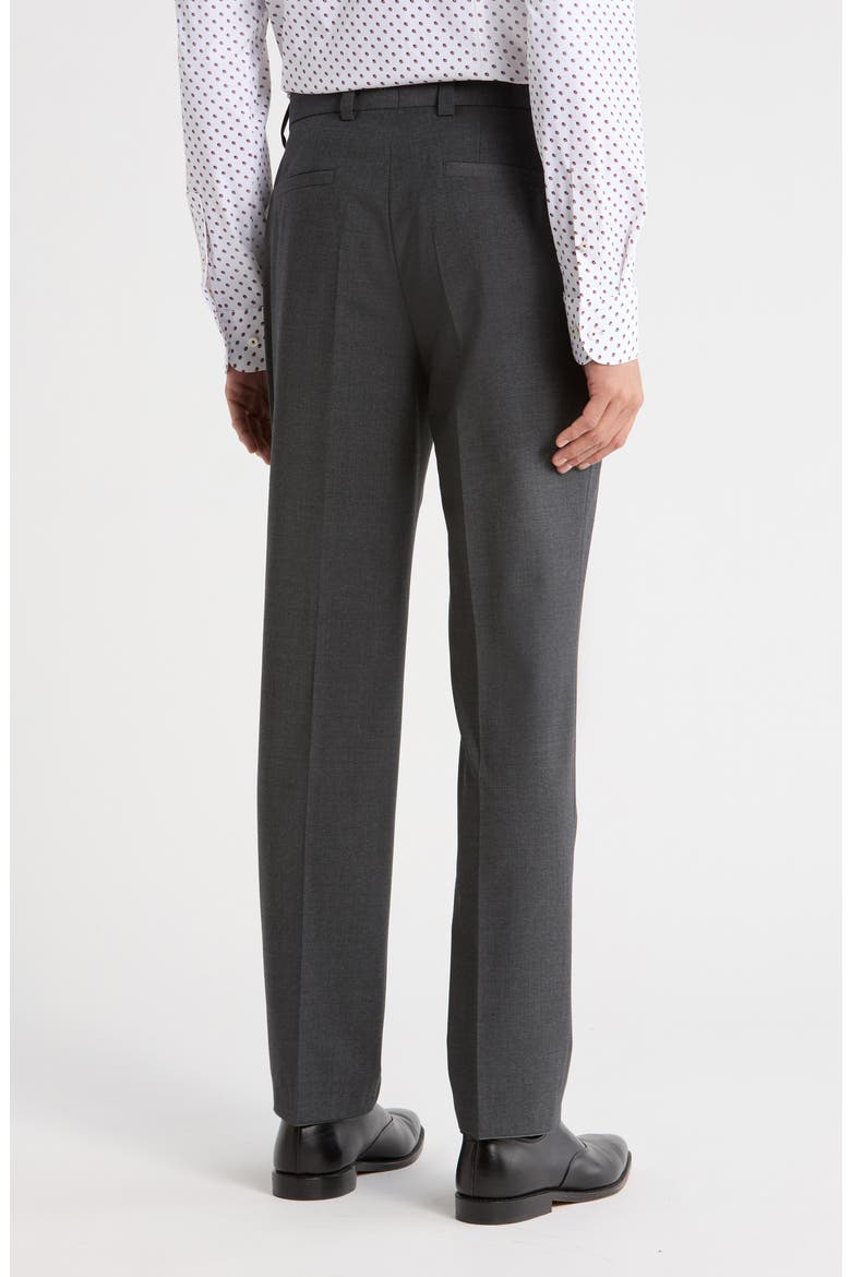 Virgin Wool Blend Flat Front Dress Pants, Alternate, color, DARK GREY