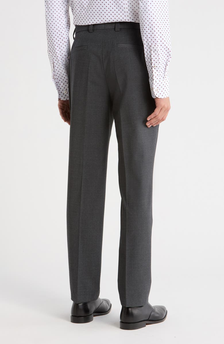 BOSS Virgin Wool Blend Flat Front Dress Pants, Alternate, color, Dark Grey