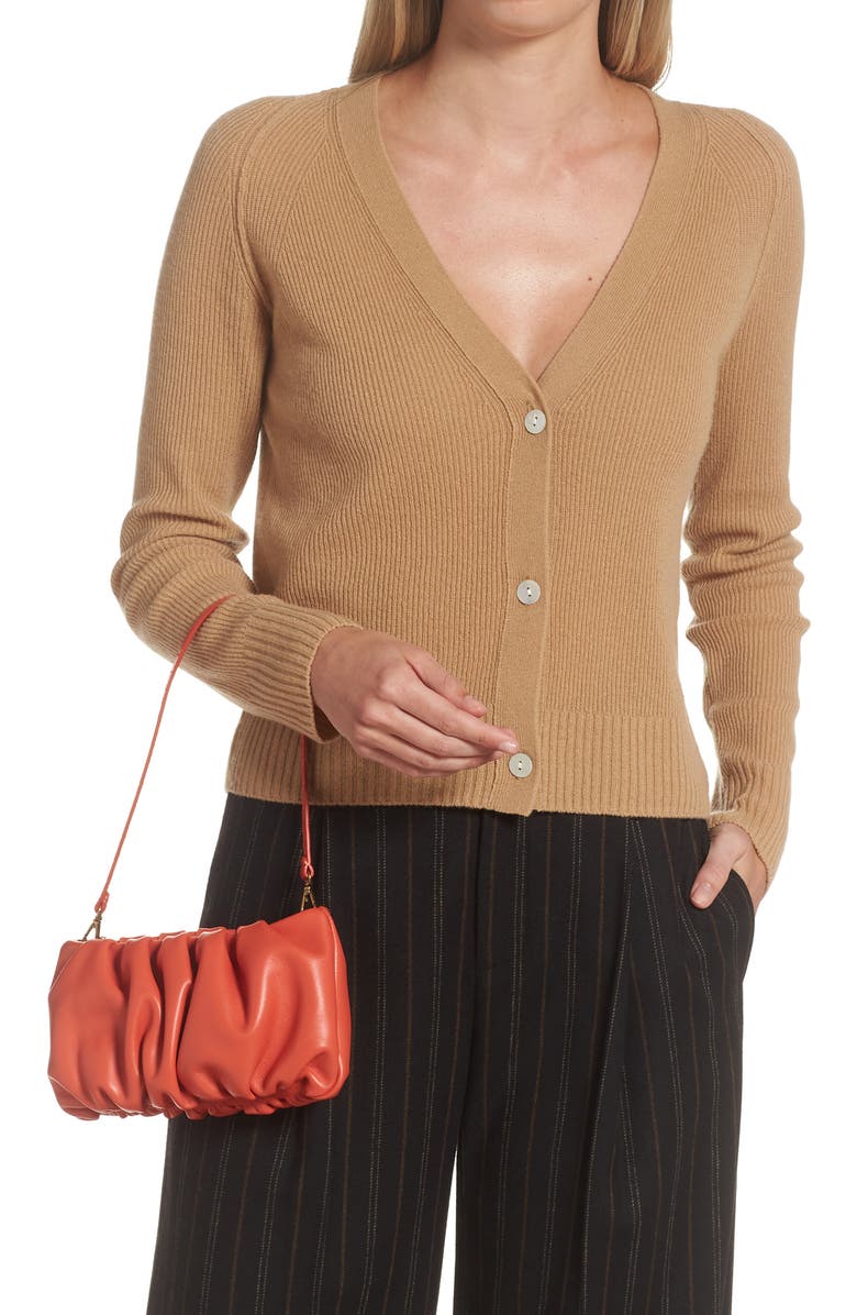 STAUD Bean Leather Clutch, Alternate, color, Blood Orange