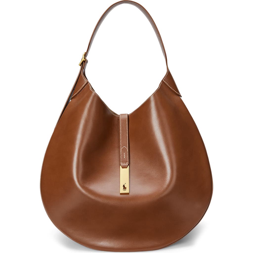 Polo Ralph Lauren Sport Calf Leather Shoulder Bag In Brown