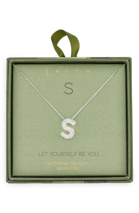 Pavé Cubic Zirconia Initial Pendant Necklace