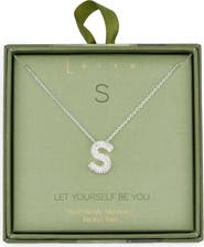 Leith Pavé Cubic Zirconia Initial Pendant Necklace