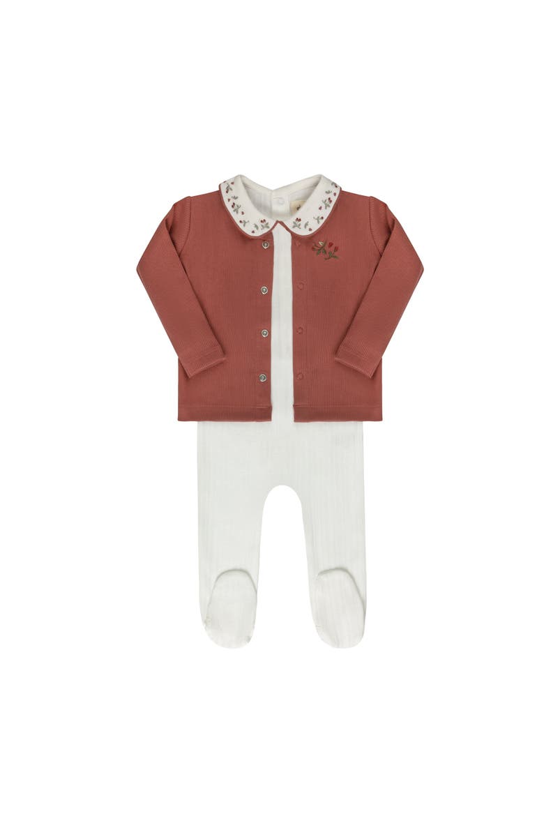 Embroidered Collar Collection - Footie, Alternate, color, Ivory