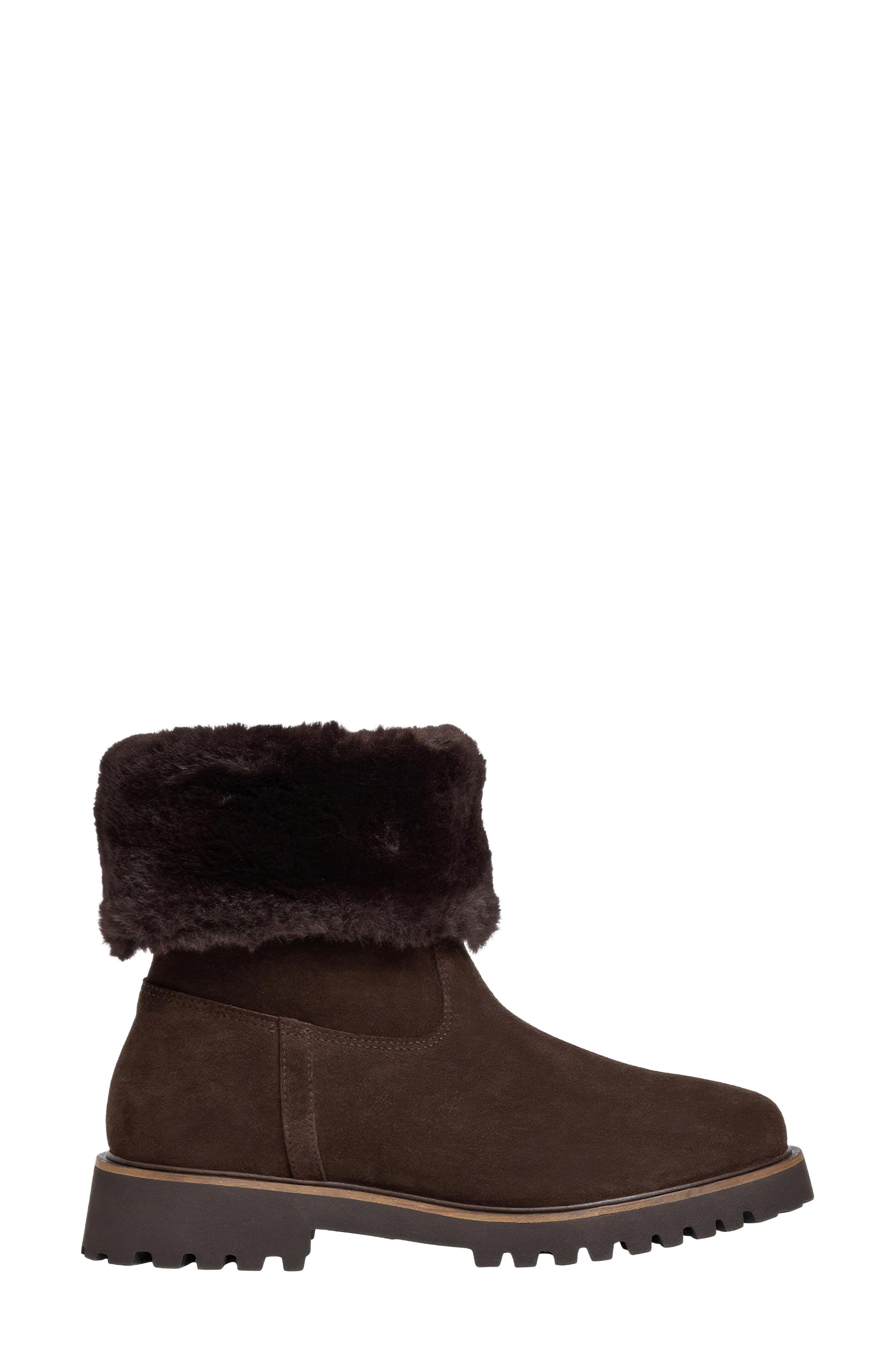 Ayla Boot with Faux Fur Trim, Alternate, color, DARK BROWN SUEDE