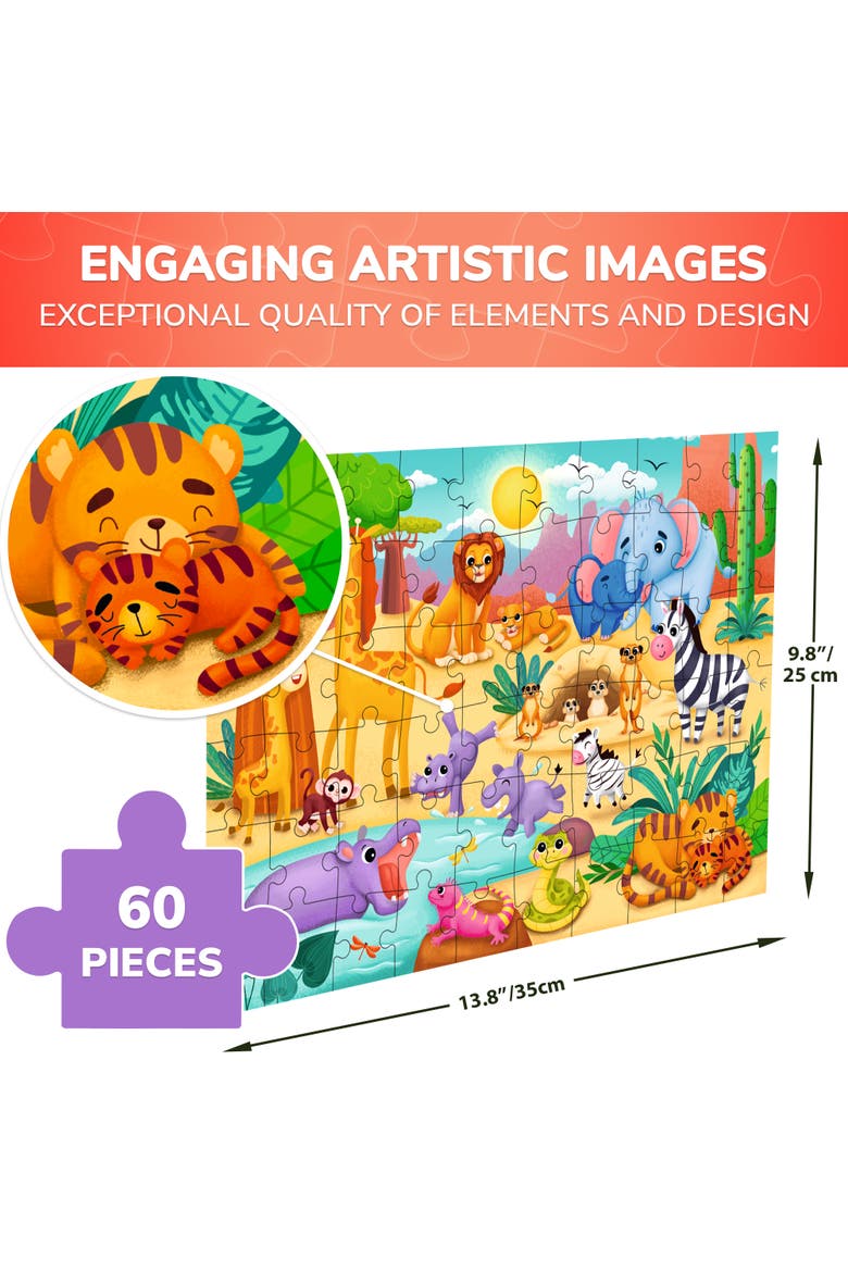 60-Piece Kids Jigsaw Puzzle - Animal and Fantasy, Alternate, color, Africa