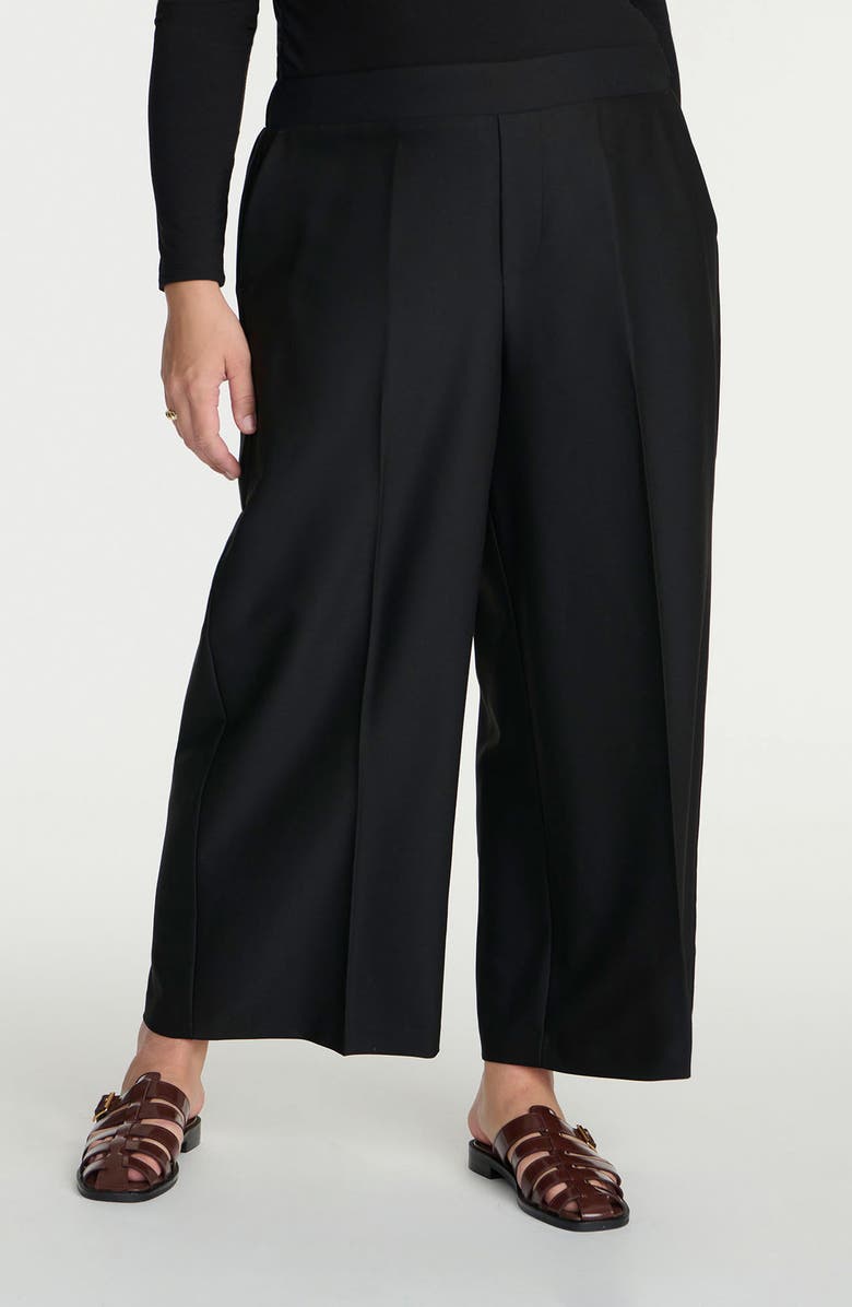 ELOQUII Pleat Front Wide Leg Crop Pants, Main, color, 