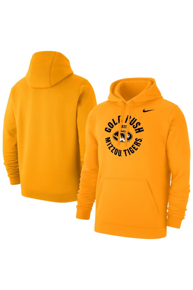 Men's Nike Gold Missouri Tigers 2025 Gold Rush Club Fleece Hoodie, Main, color, Gold