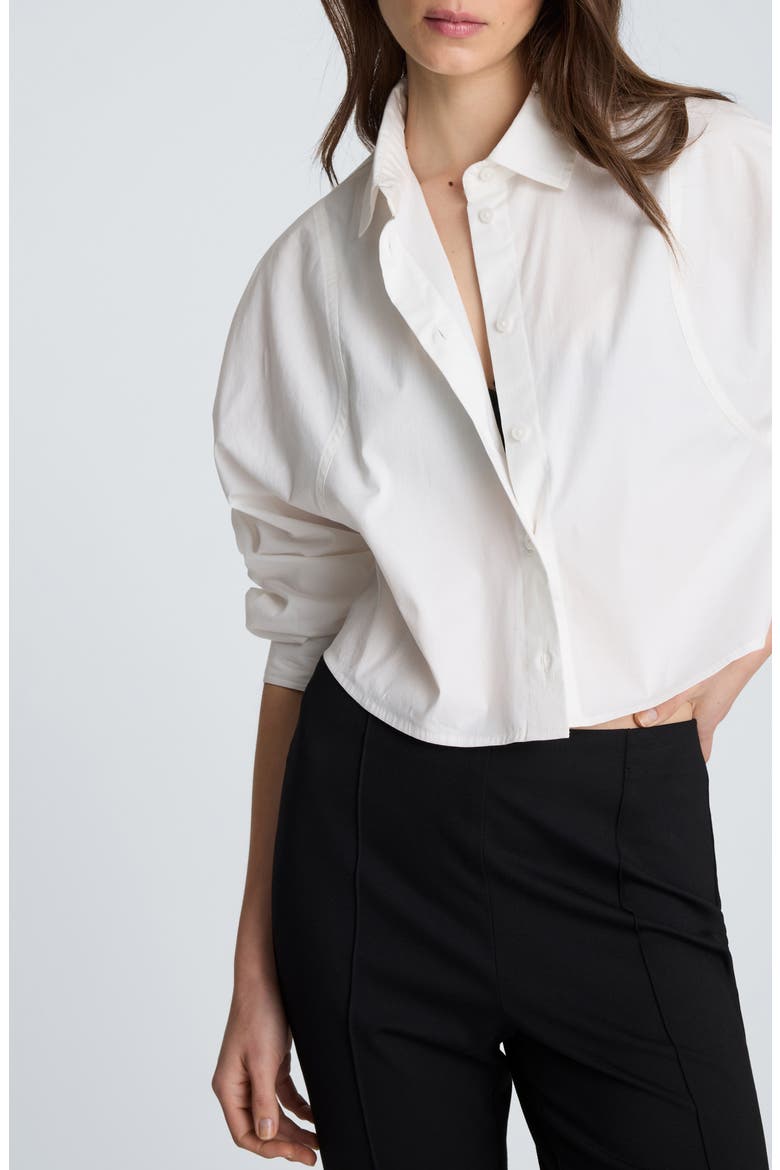 Cropped Shirt with Exaggerated Armholes, Alternate, color, PURE WHITE