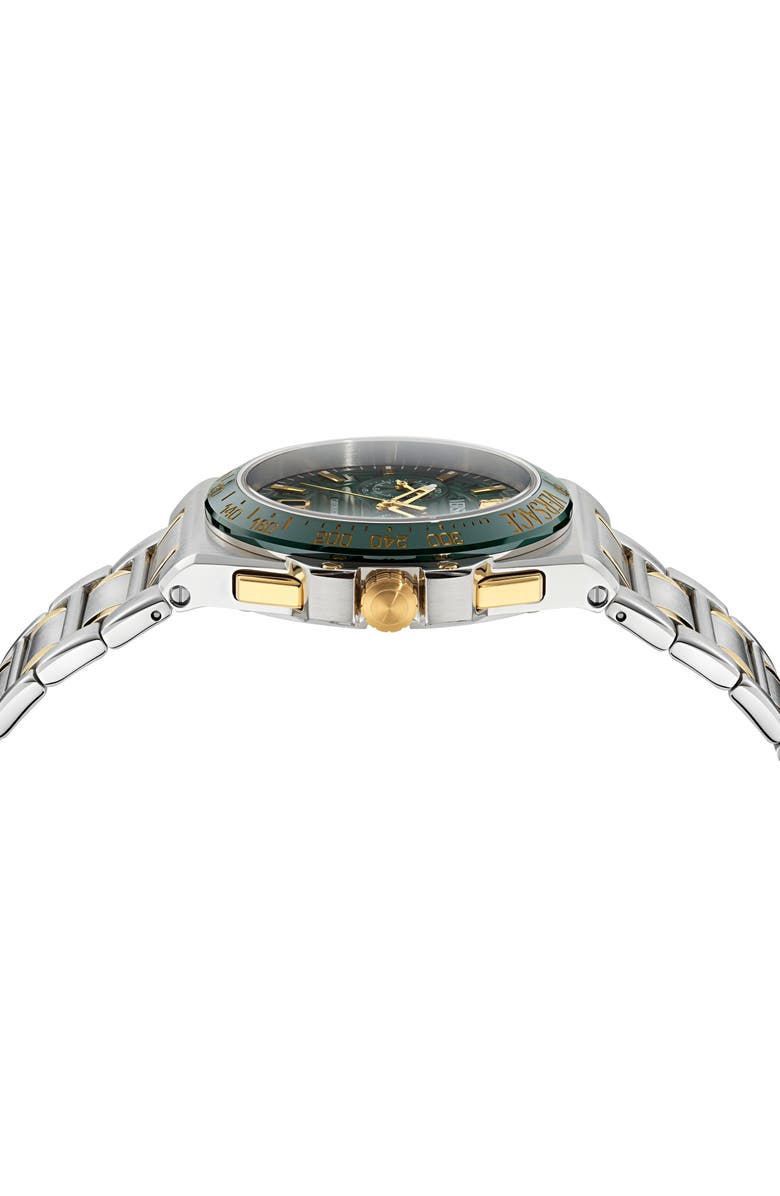 Versace Greca Reaction Chronograph Two-Tone Bracelet Watch, 43mm, Alternate, color, Two Tone
