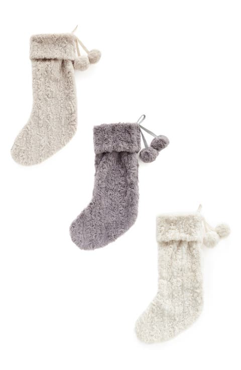 3-Pack Faux Fur Stocking