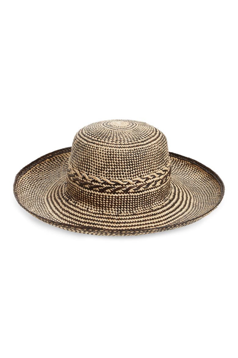Rexford Straw Hat, Main, color, BLACK/ CREAM