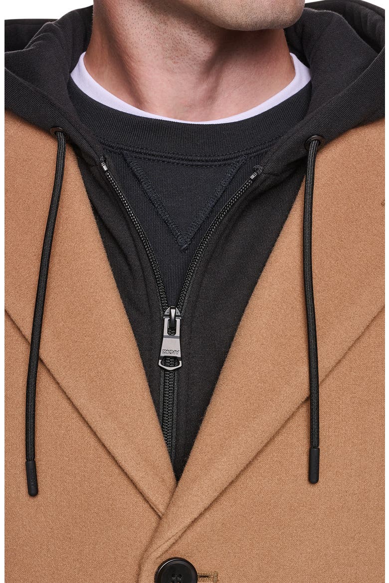 Faux Wool Topcoat with Removable Bib, Alternate, color, CAMEL