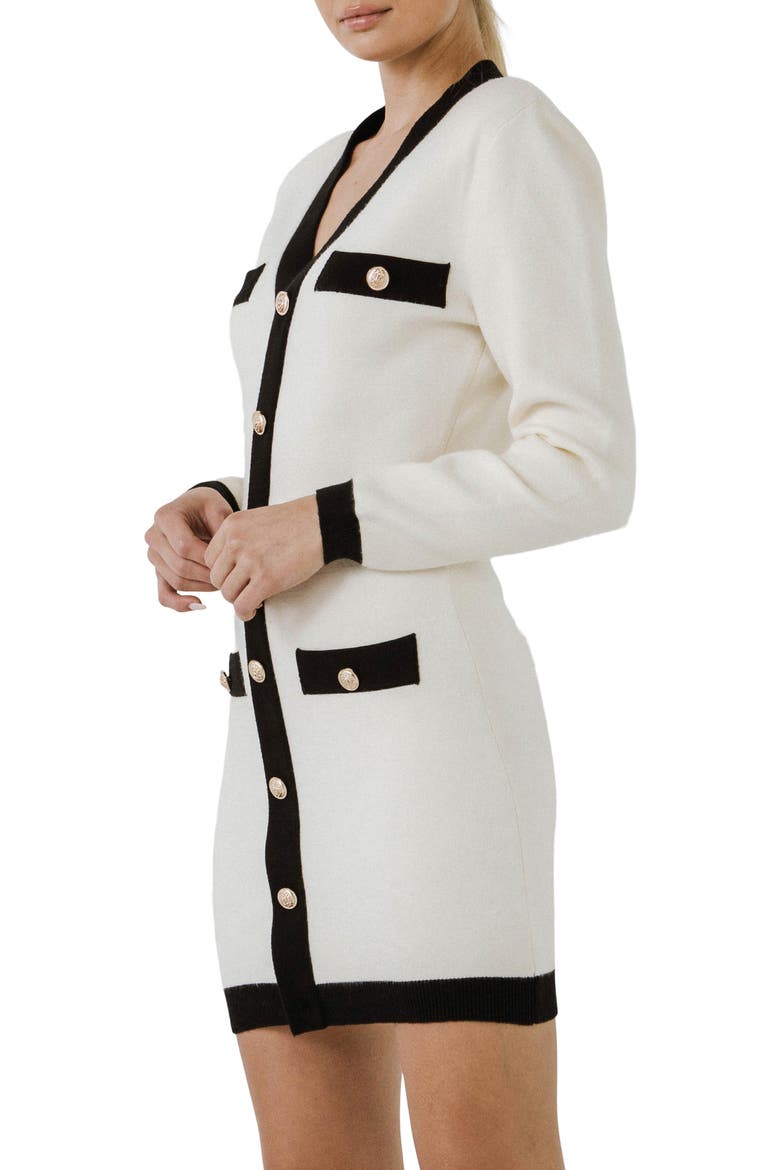 V-Neck Sweater Dress, Alternate, color, CREAM