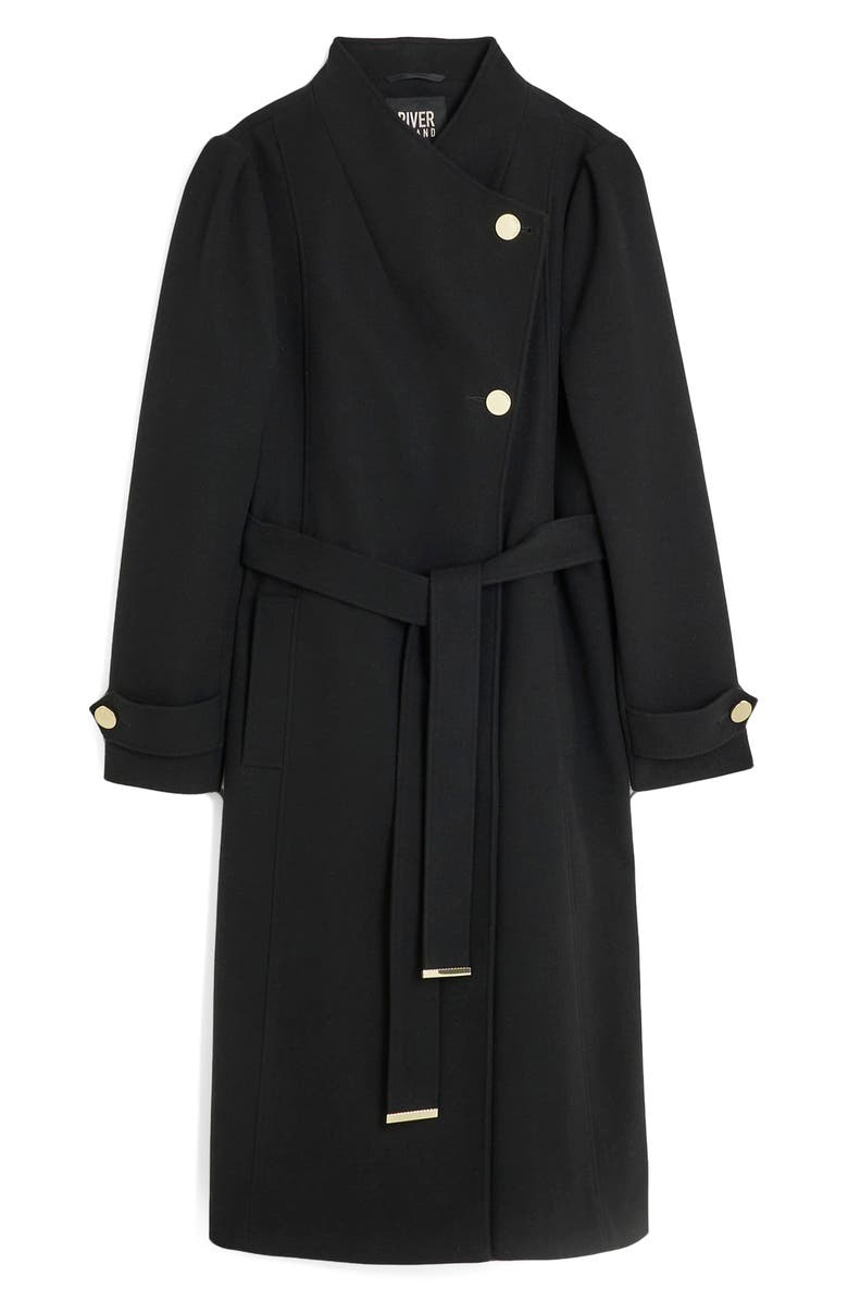 River Island Fall Away Tie Belt Coat, Alternate, color,