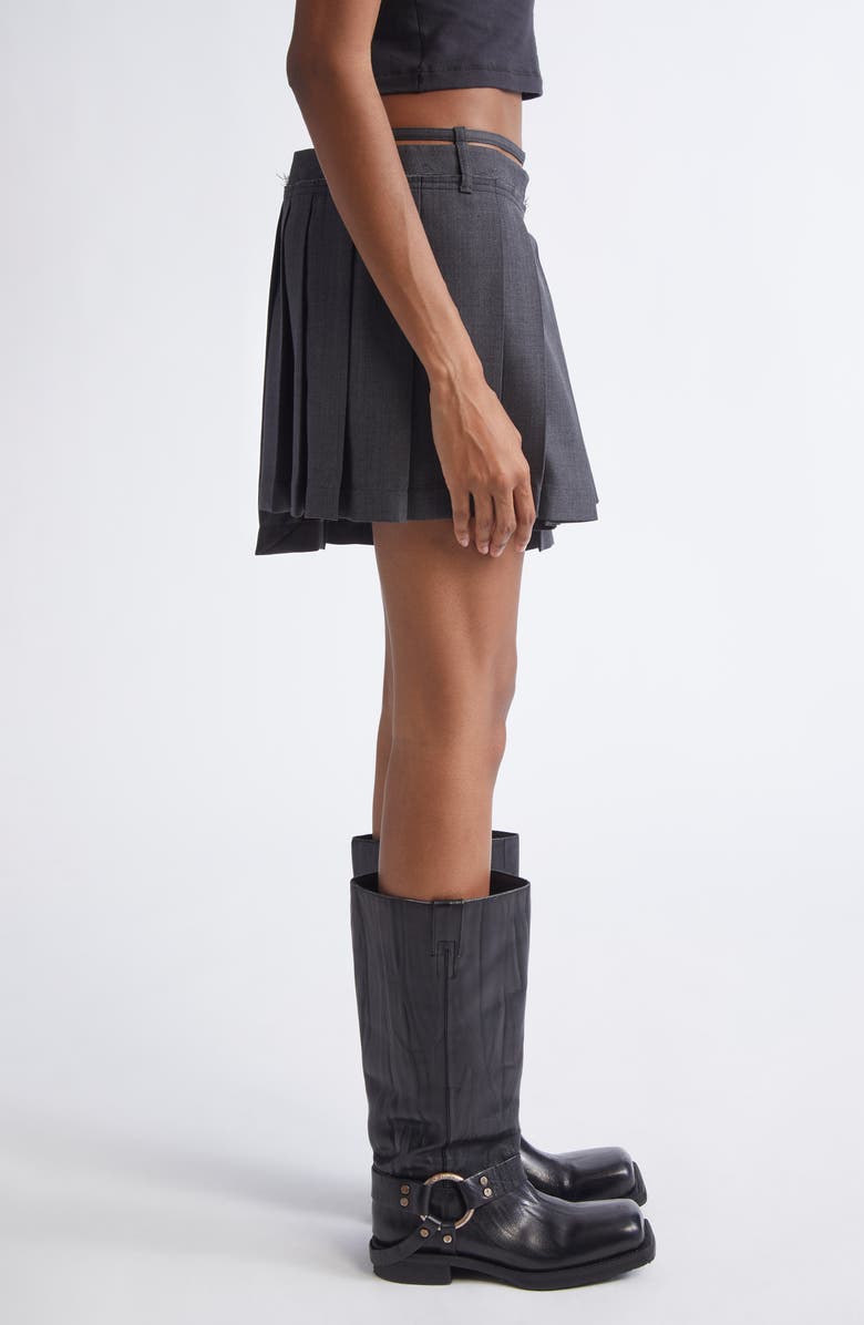 Acne Studios Ipleat Belted Pleated Miniskirt, Alternate, color, Dark Grey