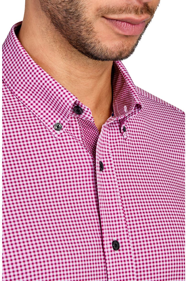 Slim Fit Gingham 4-Way Sport Shirt, Alternate, color, RED