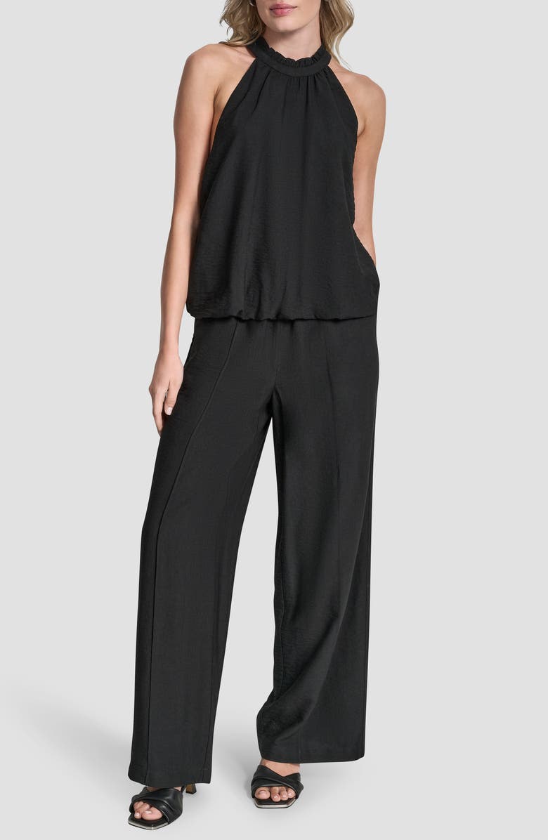 DKNY Ruffle Bubble Top, Alternate, color, Black