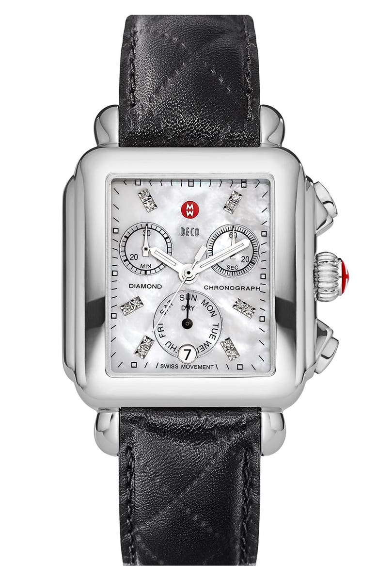 MICHELE Deco Diamond Dial Watch Case, 33mm x 35mm, Alternate, color,