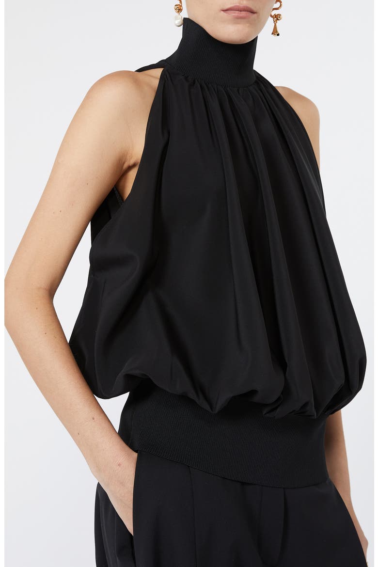 Piovra Silk Shell with Ribbed Details, Alternate, color, BLACK