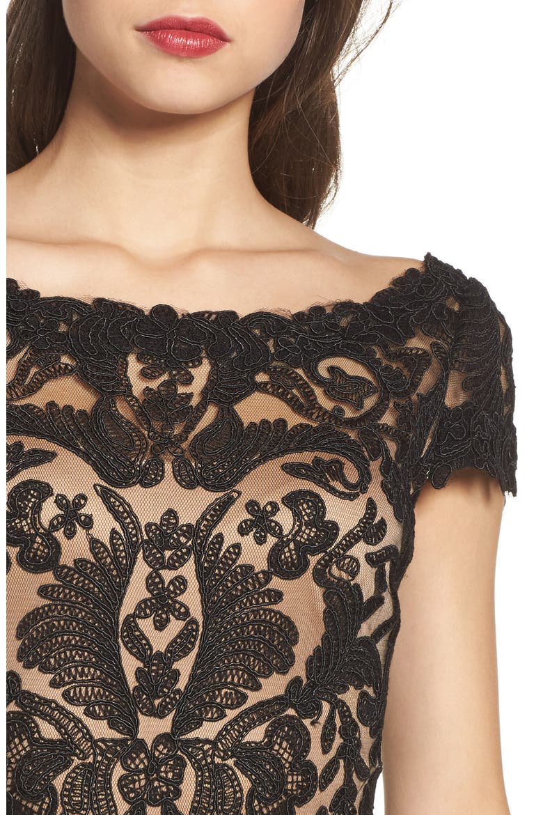 Illusion Yoke Gown, Alternate, color, BLACK/ NUDE