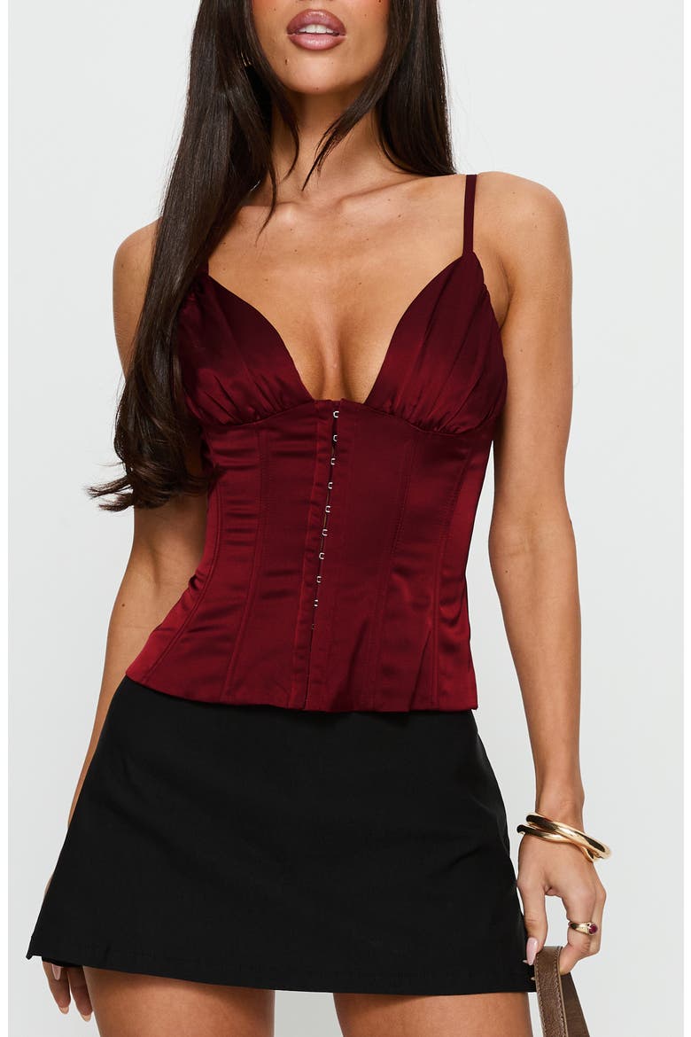 Scorsese Satin Corset Top, Main, color, RED