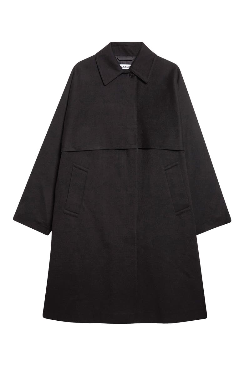 Oversize Wool Cape Trench Coat, Main, color, BLACK