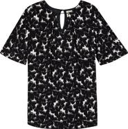 Anne Klein Print Flutter Sleeve Top