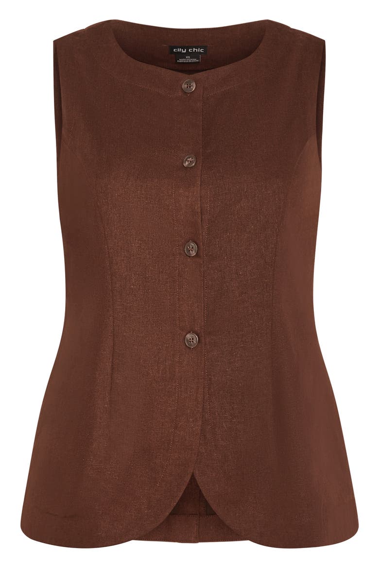 Vivien Linen Blend Vest, Alternate, color, CHOCOLATE