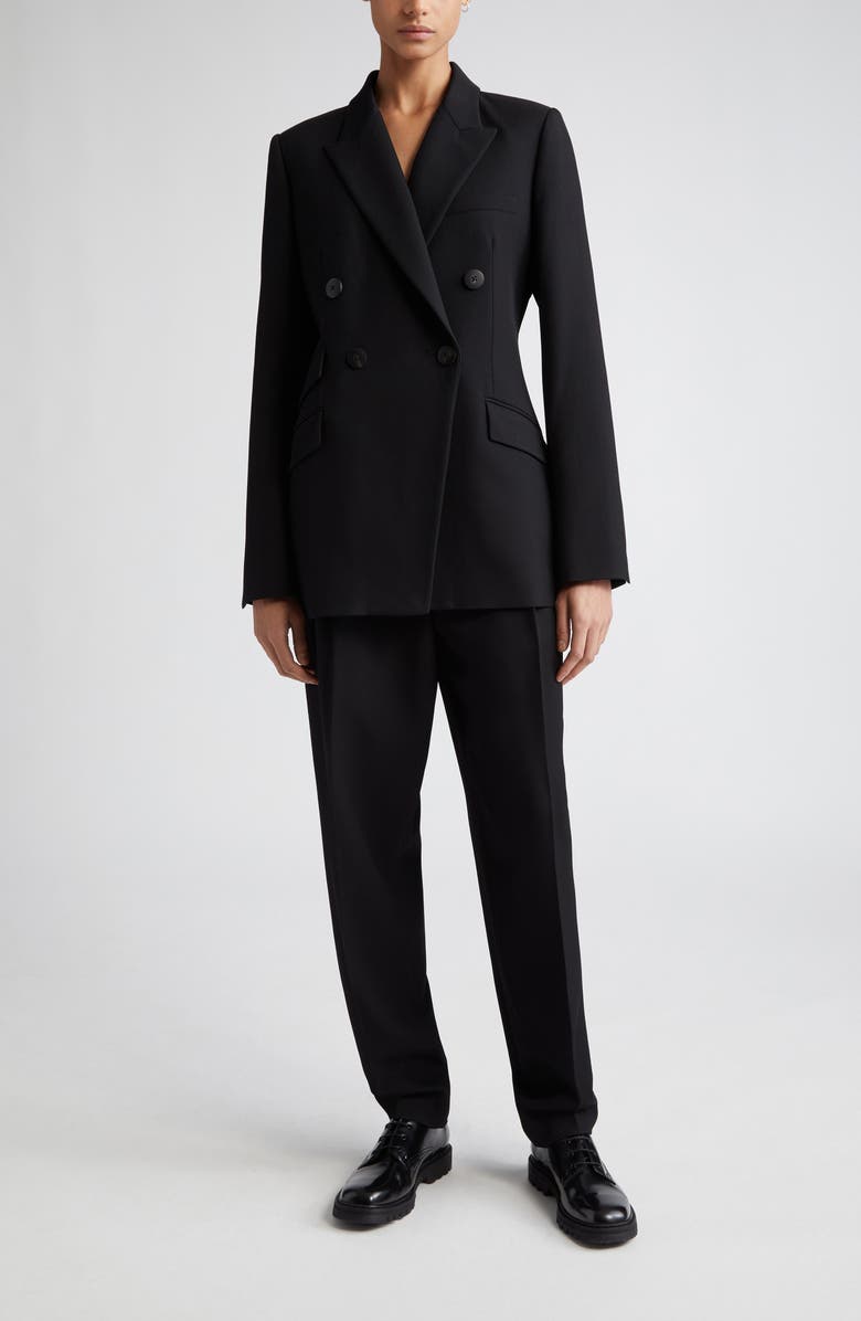 PARTOW Caleb Double Breasted Cotton Twill Blazer, Alternate, color, Black