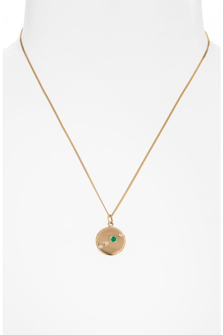 The Monolith Small Emerald & Diamond Medallion Necklace, Alternate, color, YELLOW GOLD