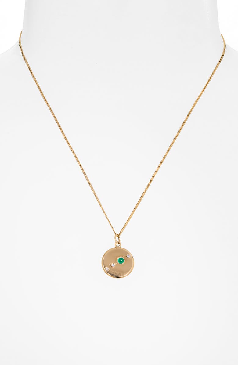 Wwake The Monolith Small Emerald & Diamond Medallion Necklace, Alternate, color,