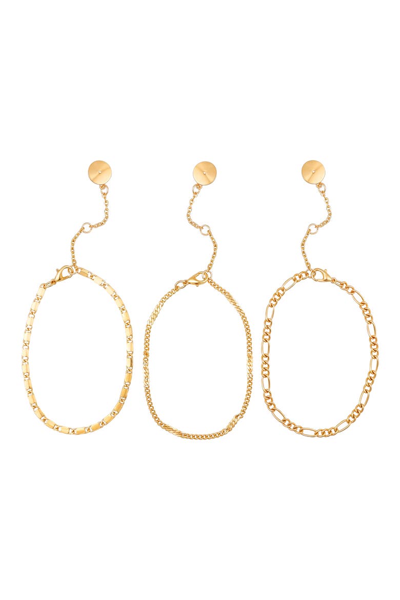 Set of 3 Chain Bracelets, Alternate, color, GOLD