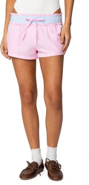 EDIKTED Baylee Stripe Seersucker Shorts