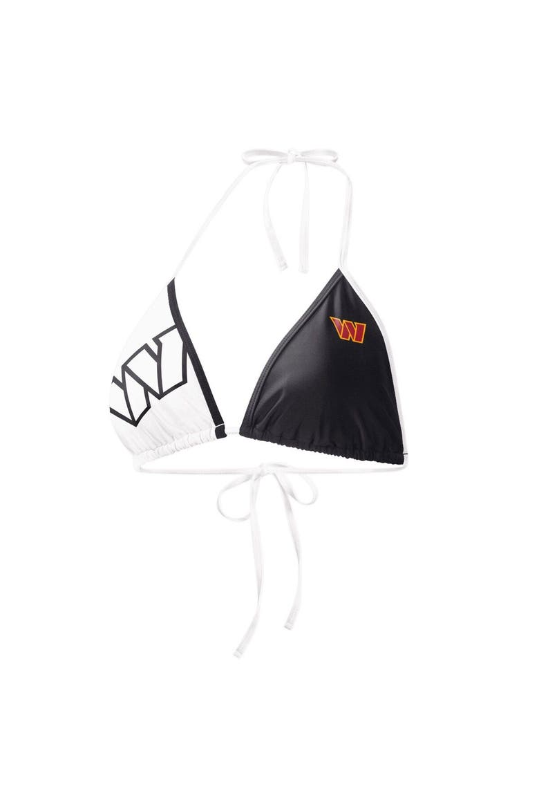 Women's G-III 4Her by Carl Banks Black/White Washington Commanders Play Action Bikini Top, Main, color, Black