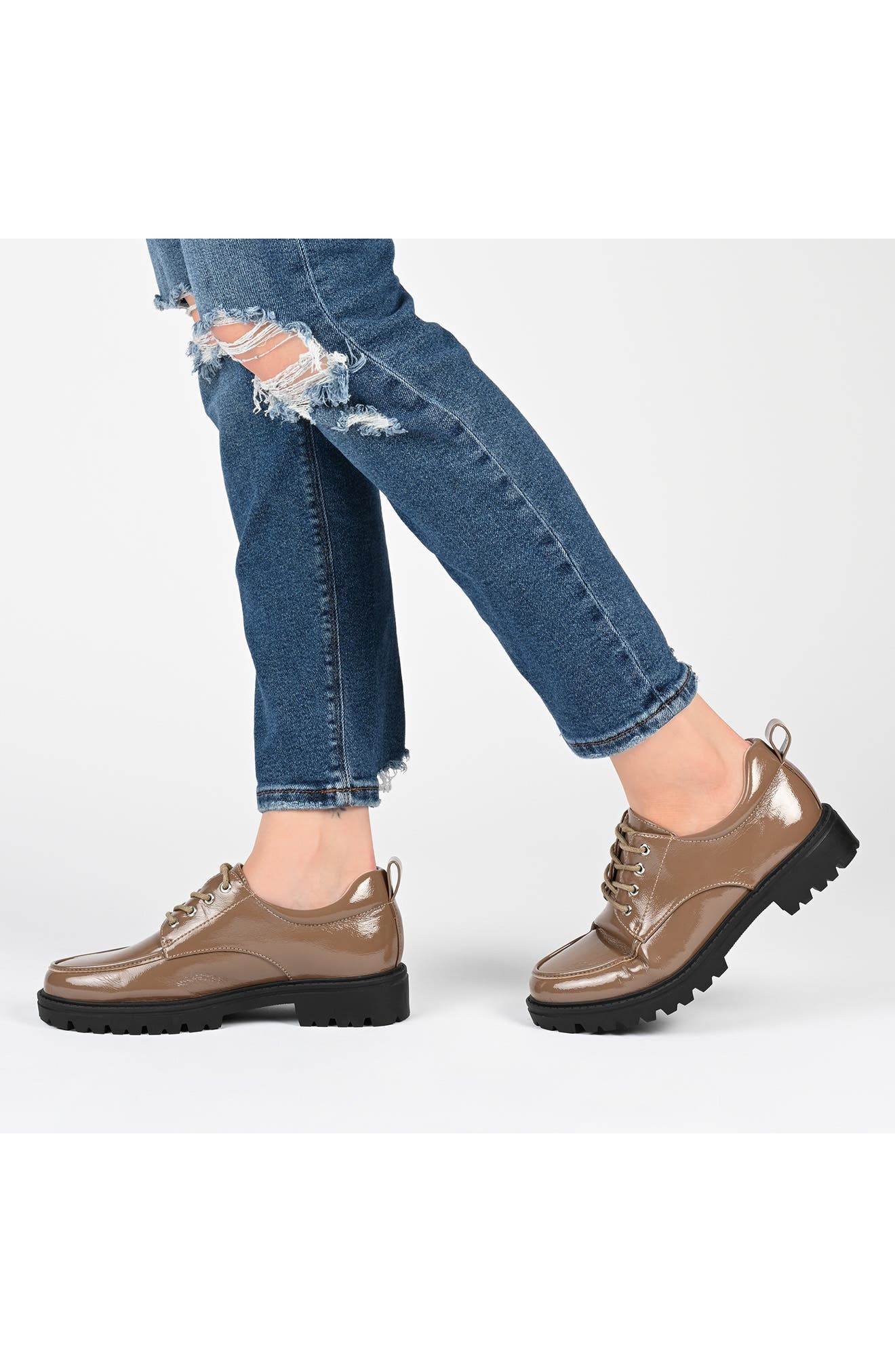 Journee Collection Zina Lug Sole Loafer, Alternate, color, Taupe