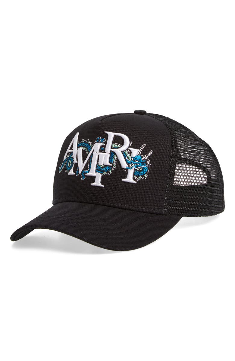 AMIRI Chinese New Year Dragon Logo Trucker Hat, Main, color, 