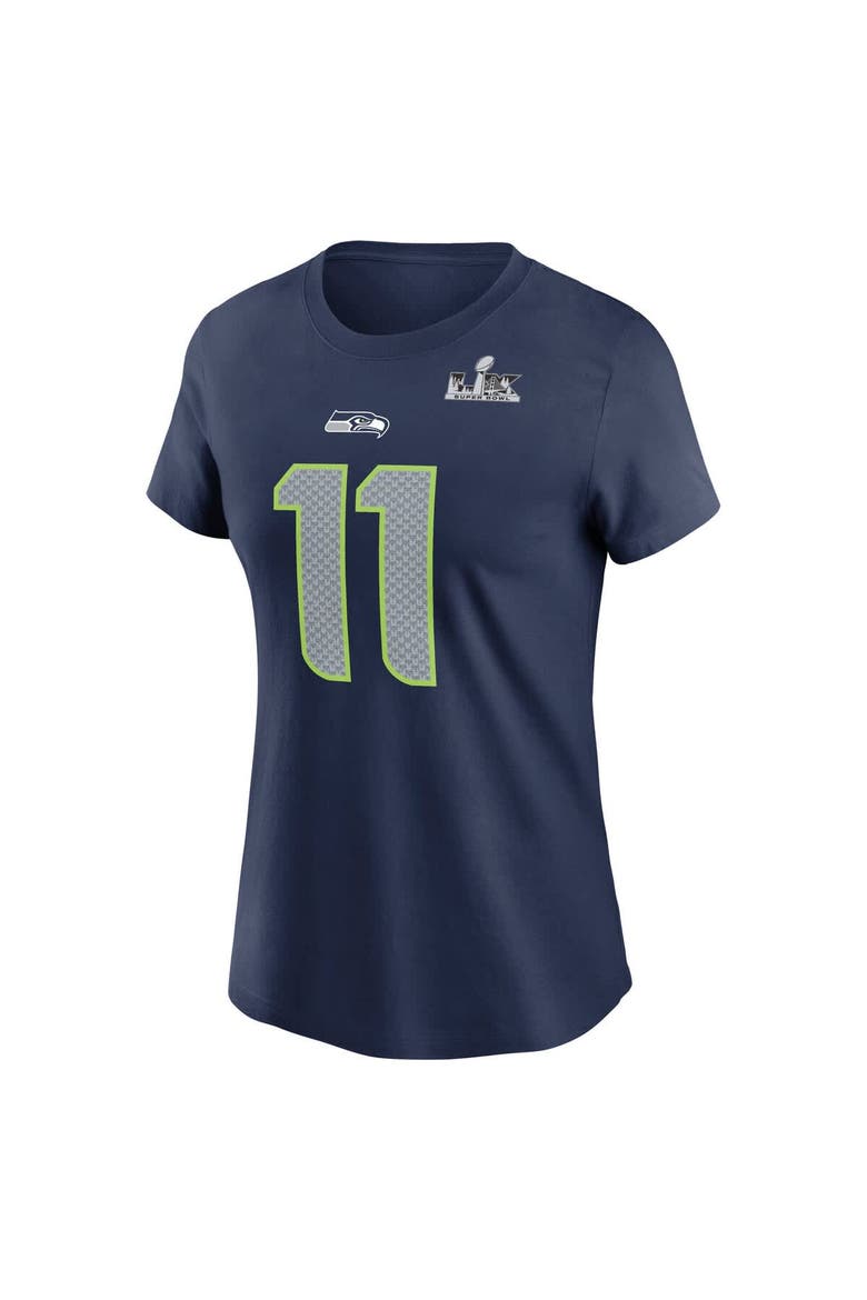Women's Nike Jaxon Smith-Njigba College Navy Seattle Seahawks Super Bowl LX Patch Name & Number T-Shirt, Alternate, color, College Navy