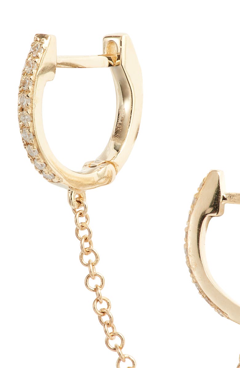 EF Collection Single Mini Diamond Double Chain Huggie Hoop Earring, Alternate, color, 