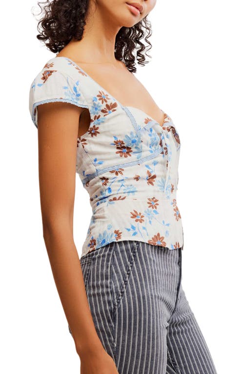 Shop Free People Call Me Baby Cap Sleeve Button-up Shirt In White Combo - Daisy