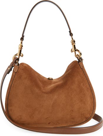 Belted Suede Hobo Bag
